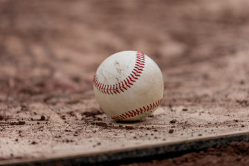 Baseball on the dirt field