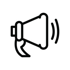 Megaphone Icon , Communication Emblem Isolated Illustration , Audio Leadership Outline Solid Background White , Template Logo Design Simple