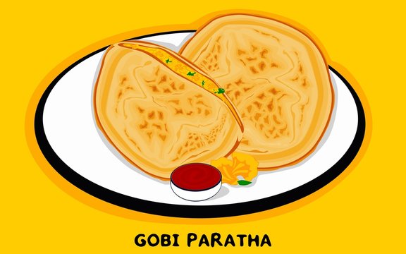Gobi Paratha indian Street Food Vector