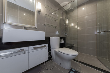 Luxury bathroom bright colors in apartment 