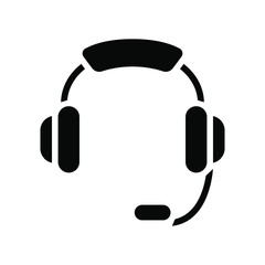 Fototapeta na wymiar Headset Icon , Vector Template Logo Design Emblem Isolated Illustration , Communication Store 24 Hours , Outline Solid Background White