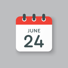 Icon calendar day 24 June, summer days of the year