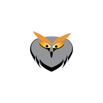 Owl head logo simple color design vector