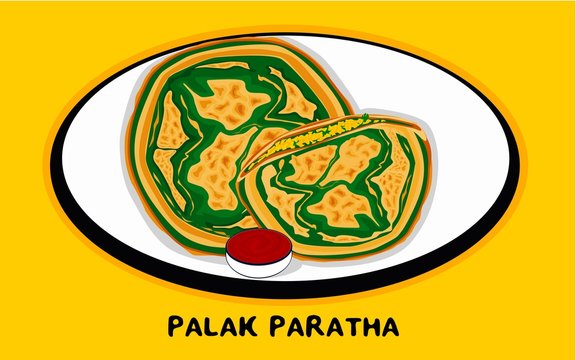Palak Paratha indian Street Food Vector