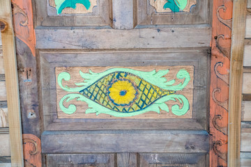 decorative drawings on the door