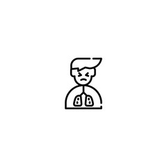 Fototapeta premium Thin line Icon sick, high temperature thermometer, Suitable for use on web apps, mobile apps, Vector illustration editable stroke . 64 x 64 pixel perfect on White Background