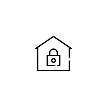 Thin line Icon Stay Home icon. Staying at home during a pandemic Suitable for use on web apps, mobile apps, Vector illustration editable stroke . 64 x 64 pixel perfect on White Background
