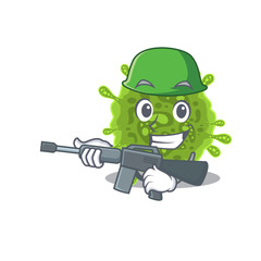 A picture of coronavirus as an Army with machine gun