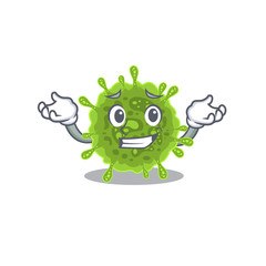 Happy face of coronavirus mascot cartoon style