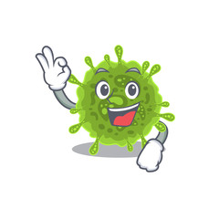 coronavirus cartoon character design style making an Okay gesture