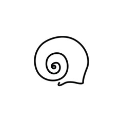 Shell spiral shape continuous line drawing, single line on a white background, isolated vector illustration, tattoo, print and logo design.