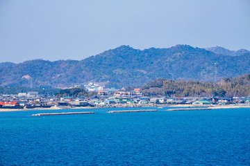 Fototapeta na wymiar Landscape of local fishing port in Higashikagawa city, Wakimoto fishing port, kagawa,shikoku,japan