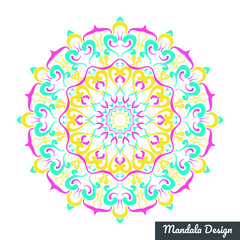 Mandala pattern for Mehndi, Henna, Yoga, Tattoo, Decoration. Mystic, oriental, alchemy ornament. Coloring book page. Vector illustration.