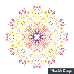Mandala pattern for Mehndi, Henna, Yoga, Tattoo, Decoration. Mystic, oriental, alchemy ornament. Coloring book page. Vector illustration.