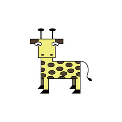 Giraffe simple colorful cartoon icon vector design.