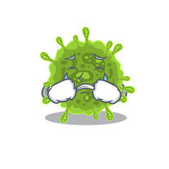 A Crying coronavirus cartoon mascot design style