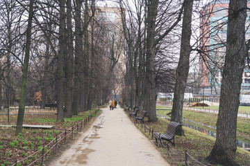 Russia, Moscow, March 8, 2020, Apothecary garden, Botanical garden at the Moscow state Institute