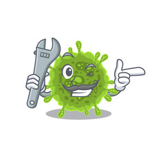 A picture of cool mechanic coronavirus cartoon character design