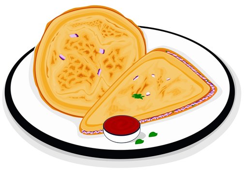 Onion Paratha indian Street Food Vector