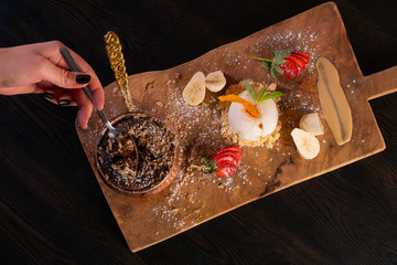 Hot chocolate Souffle cake ( Suffle ) stock photo