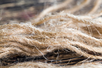 broken and untangled thick linen rope