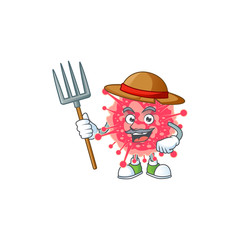 Coronavirus emergency in Farmer mascot design with hat and pitchfork