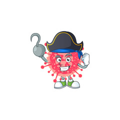 One hand Pirate cartoon design style of coronavirus emergency wearing a hat