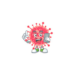A sweet coronavirus emergency cartoon design style speaking on phone