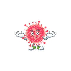A picture of smirking coronavirus emergency cartoon character design style
