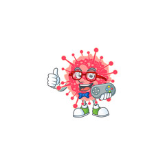 Talented coronavirus emergency gamer mascot design using controller