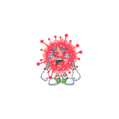 A Crying face of coronavirus emergency cartoon character design