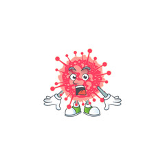 A mascot design of coronavirus emergency making a surprised gesture