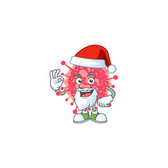 Coronavirus emergency cartoon character of Santa showing ok finger