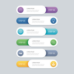 Obraz premium 6 infographic timeline template business concept.Vector can be used for workflow layout, diagram, number step up options, web design ,annual report