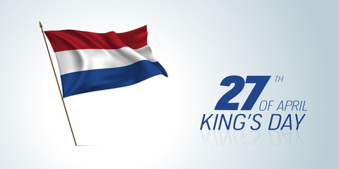 Netherlands King's day greeting card, banner, horizontal vector illustration