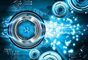 Blue eye cyber circuit future technology concept background