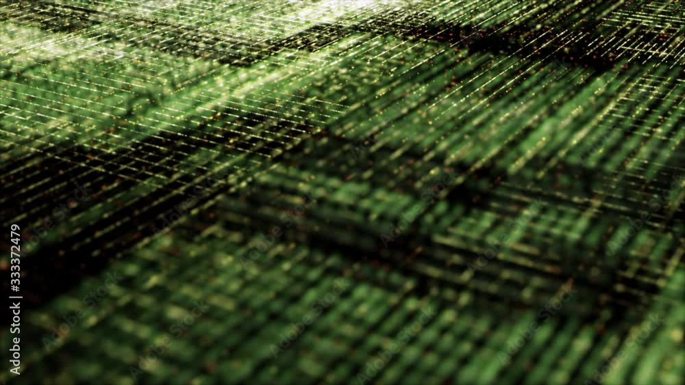 Aufkleber Futuristic digital generated motion abstract matrix particles de-focus grid in cyber space digital background environment