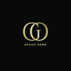 Letter GO Logo Luxury Black and Gold
