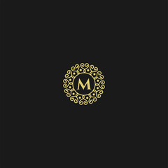 Golden Letter M Luxury logo icon template design in Vector illustration 