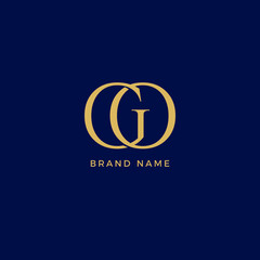 Letter GO Logo Luxury Blue and Gold