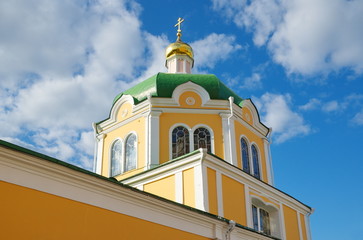 Ryazan, Russia - August 17, 2018: The Dome of the Cathedral of the Nativity of Christ in the Ryazan Kremlin