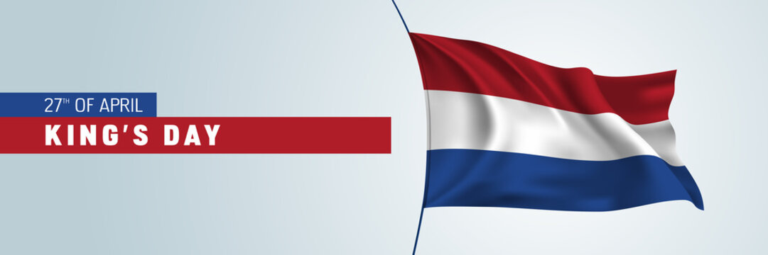 Netherlands happy King's day vector banner, greeting card