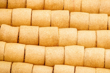bales on the field are folded for second use on the field to the animal background