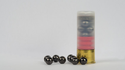 12 gauge shotgun ammunition on a white background
