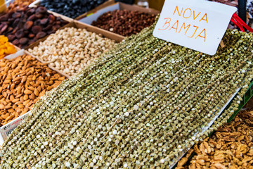 Dried Okra for sale at market in Sarajevo, Bosnia