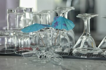 Empty wine glasses on the table