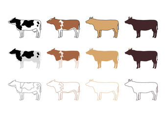 牛の種類イラストセット 