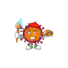 An artistic COVID19 syndrome artist cartoon design using a brush