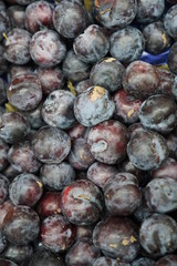 Fresh plums background stock photo