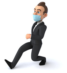 3D illustration of a cartoon character with a mask